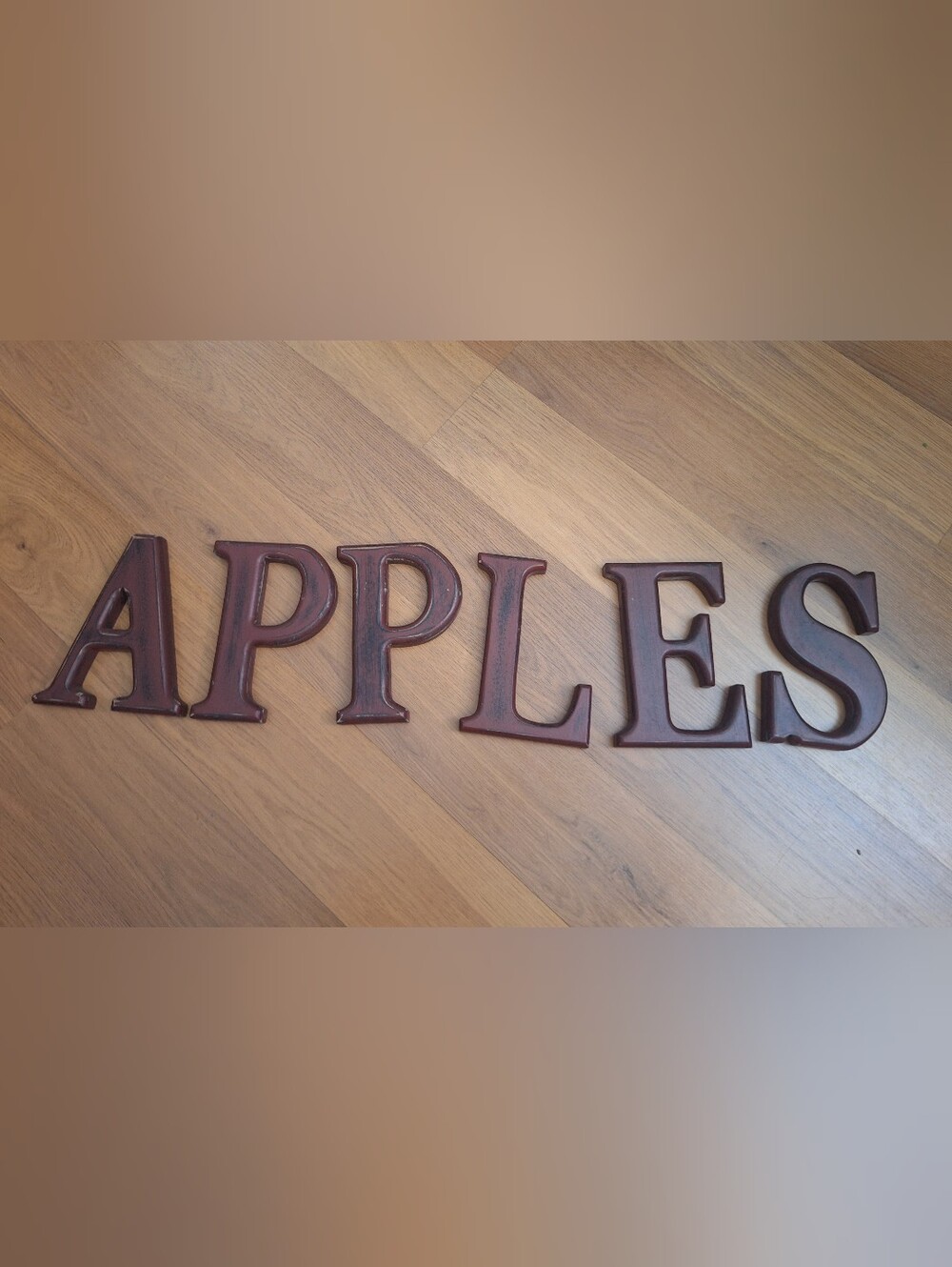 Vintage Wooden 'APPLES' Letters Cottage Decor Sign